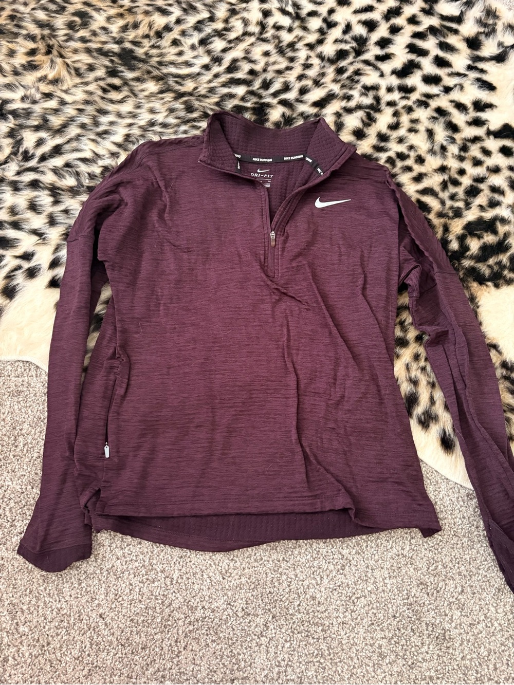 Nike Women's Maroon Quarter-Zip Athletic Pullover